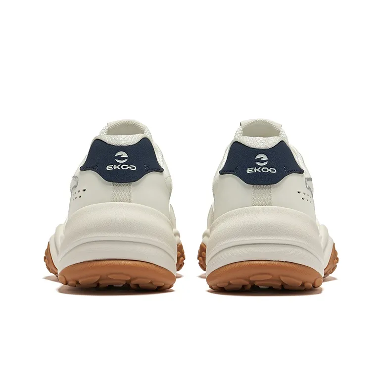 Erke Cheese Cushioning Wear-Resistant Low-Top Casual Shoes Men's Microcrystal White Strait Blue-3