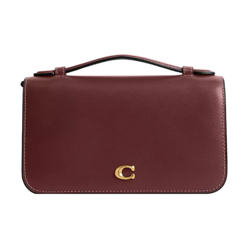 COACH Bea Premium Calfskin Shoulder Bag Crossbody Bag Small Size Women's Brass & Burgundy-0