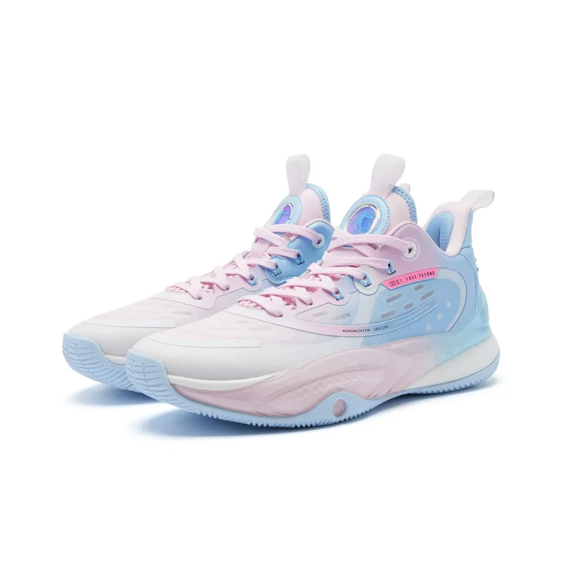 QIAODAN Killing Move 3.0 Cushioning Wear-Resistant Mid-Top Basketball Shoes Men's Blue White Pink-2