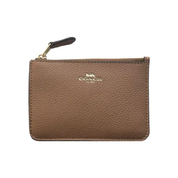 COACH Key Case Leather Coin Purse, Key Pouch, Wallet, Card Holder Unisex Brown