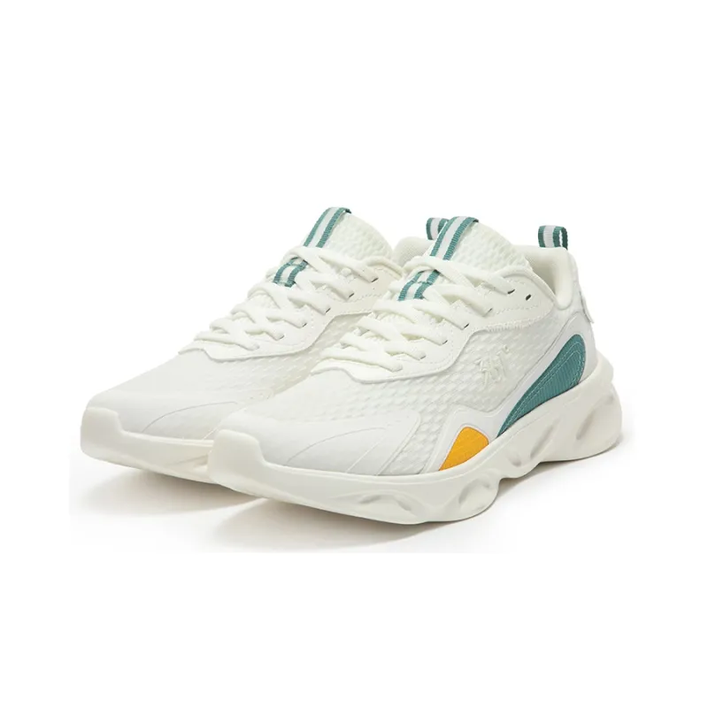 361° Light Feather Cushioning, Slip Resistant, Abrasion Resistant, Breathable Low Top Running Shoes White Green-2