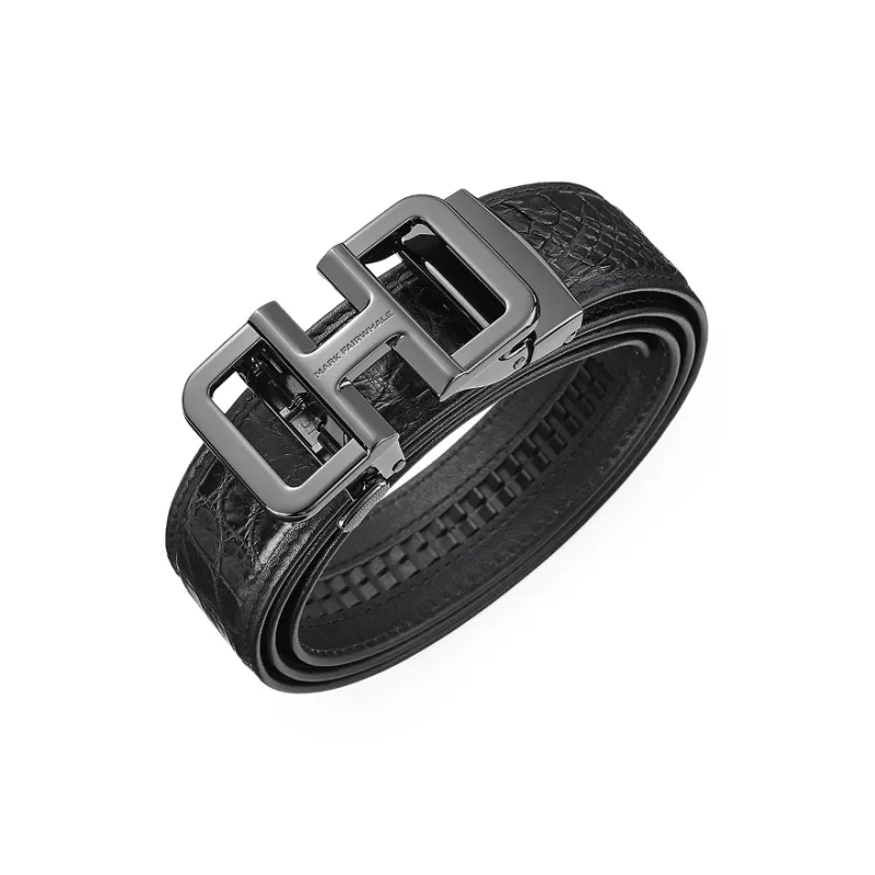 FAIRWHALE Chinese Fashion Trend Authentic Cut Out Automatic Buckle Crocodile Leather Belts Men's Width 3.5CM-2
