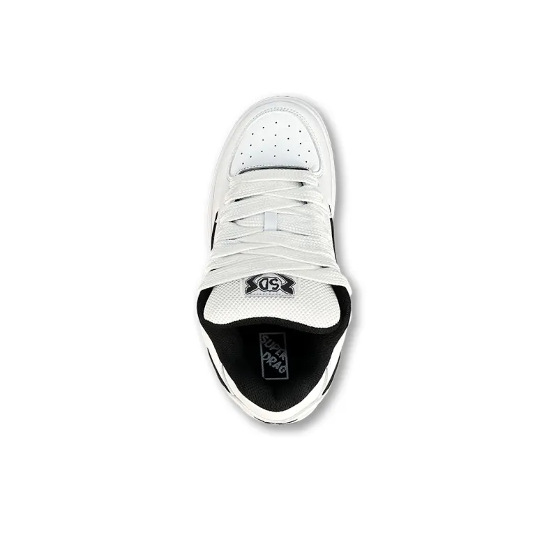 LuzaoT SUPER DRAG Puffy Shoes Low Top Skateboard Shoes Unisex White Black-3