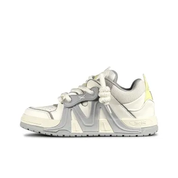 TOFAVE Puffy Shoes Abrasion Resistant Slip Resistant Low Top Skateboard Shoes Unisex Classic White Gray