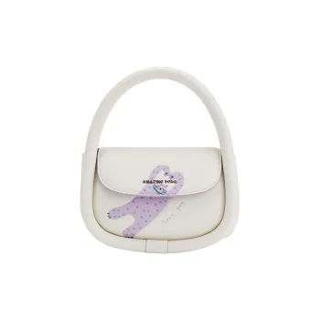 AMAZING SONG Cow Leather One Shoulder Handbags Regular Women's Cream White/Hug Pink