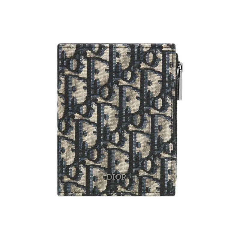 DIOR Fabric Card Holder Men's Beige & Black-0