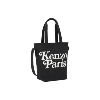 KENZO Canvas Blended Cotton One Shoulder Crossbody Canvas Bag Handbag Women's Black