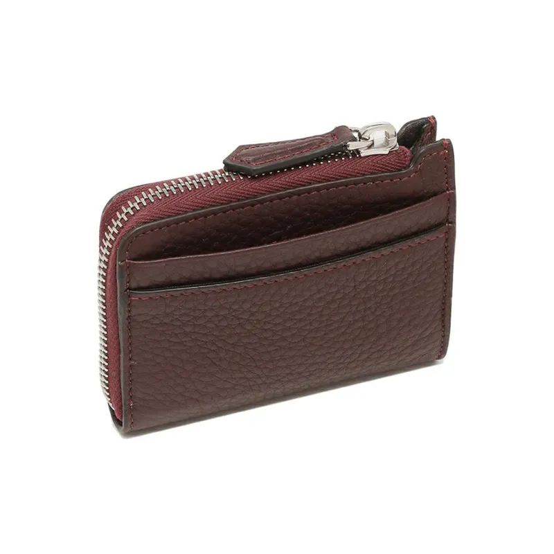 FENDI Calfskin Card Holder Men's Burgundy-3