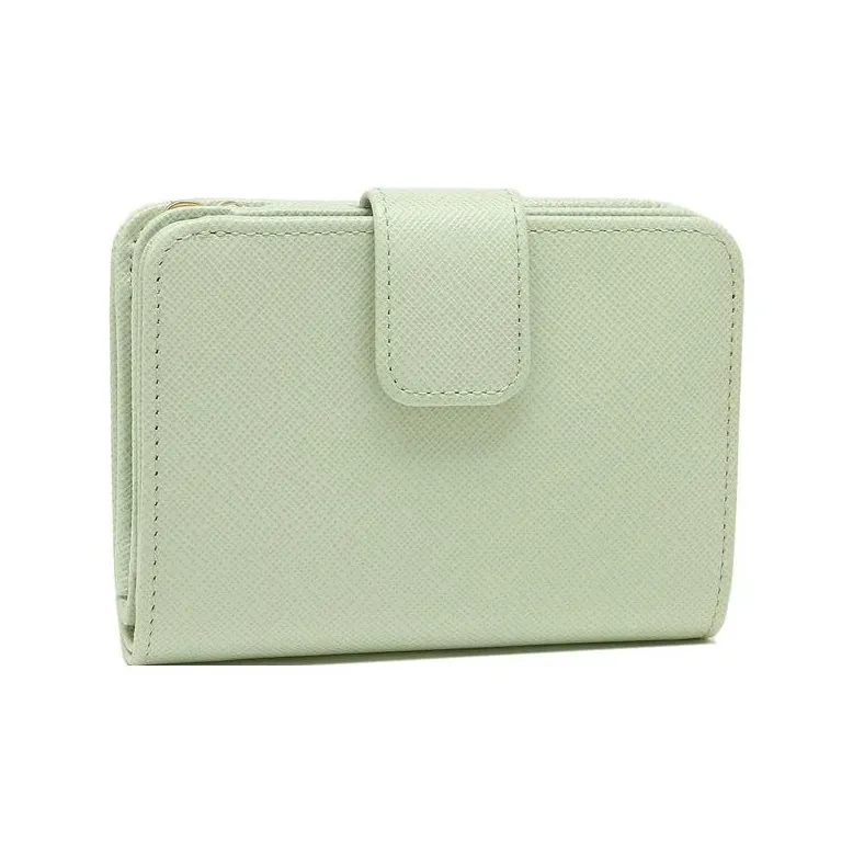 PRADA Leather Wallet Small Size Women's Green-5