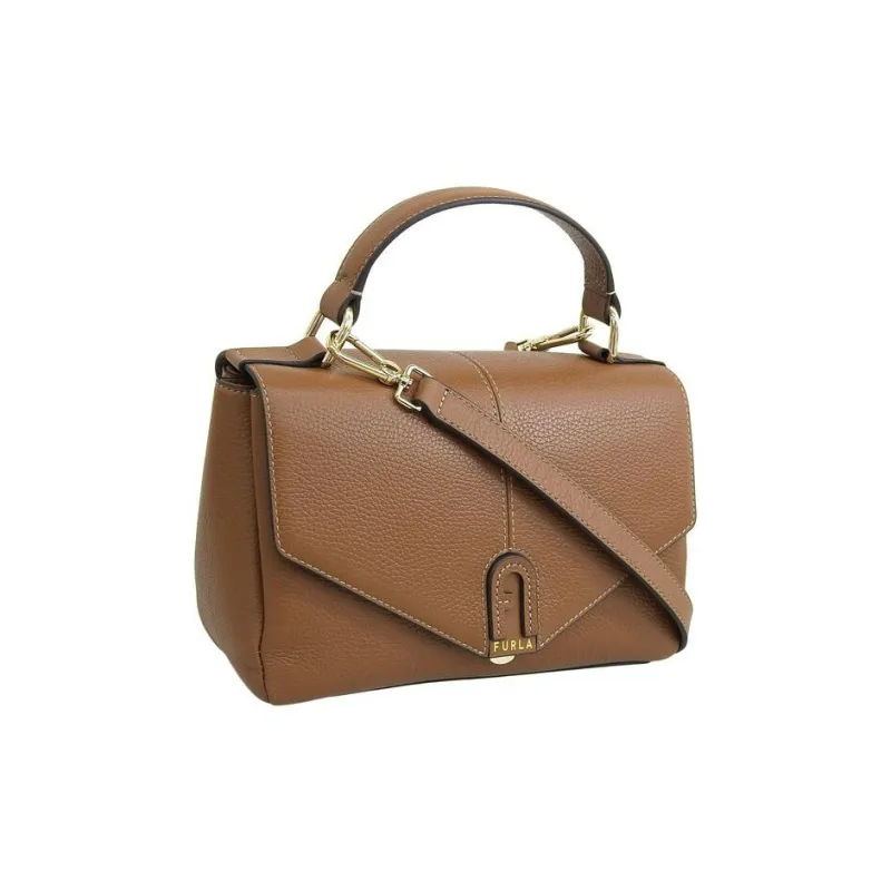 Furla Leather Shoulder Bag, Crossbody Bag, Handbag Trumpets Women's Cognac Brandy-1
