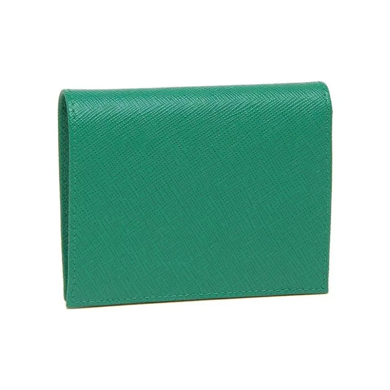 PRADA Leather Wallet Small Size Women's Green-4