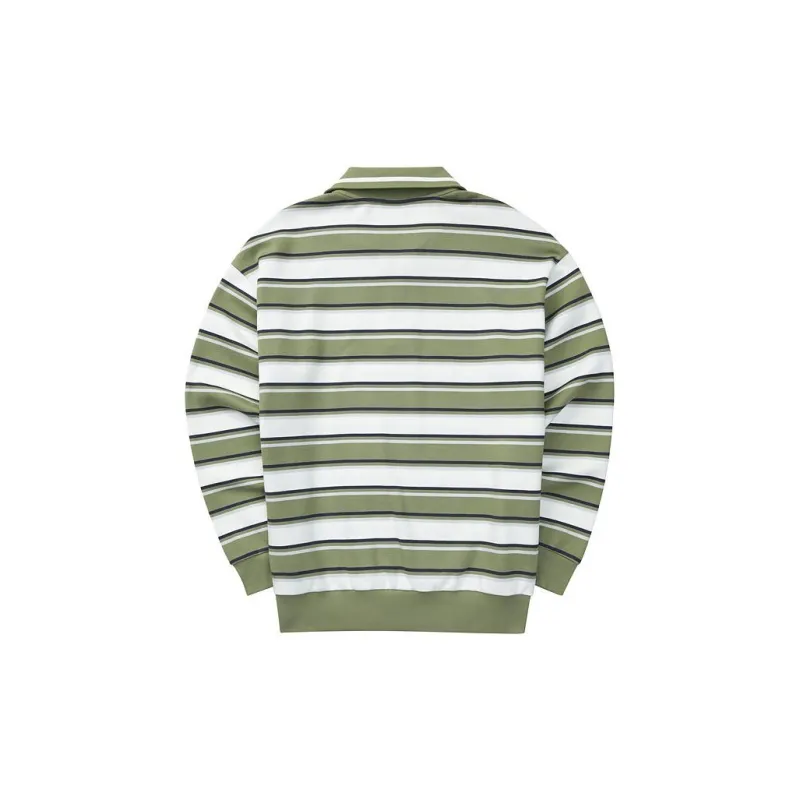 Skechers Colorful Sweatshirt Unisex Oil Green White Mixed Color Stripes-1
