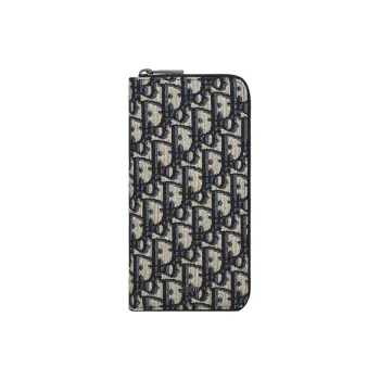 DIOR Oblique Jacquard Fabric Wallet Men's Beige & Black