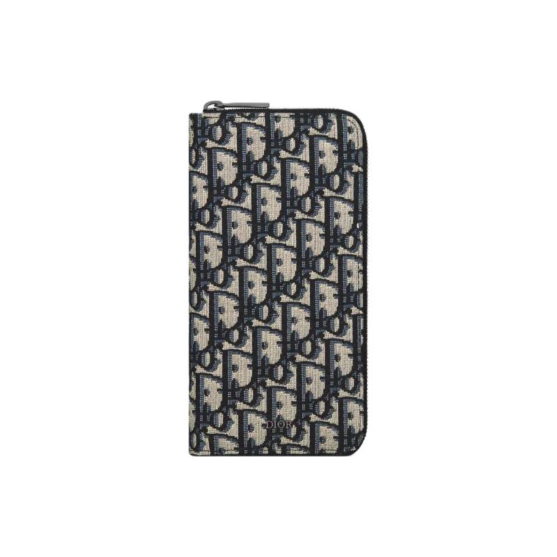 DIOR Oblique Jacquard Fabric Wallet Men's Beige & Black-0