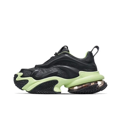 SALAXI Abrasion Resistant Low Top Chunky Sneakers Unisex Black Green