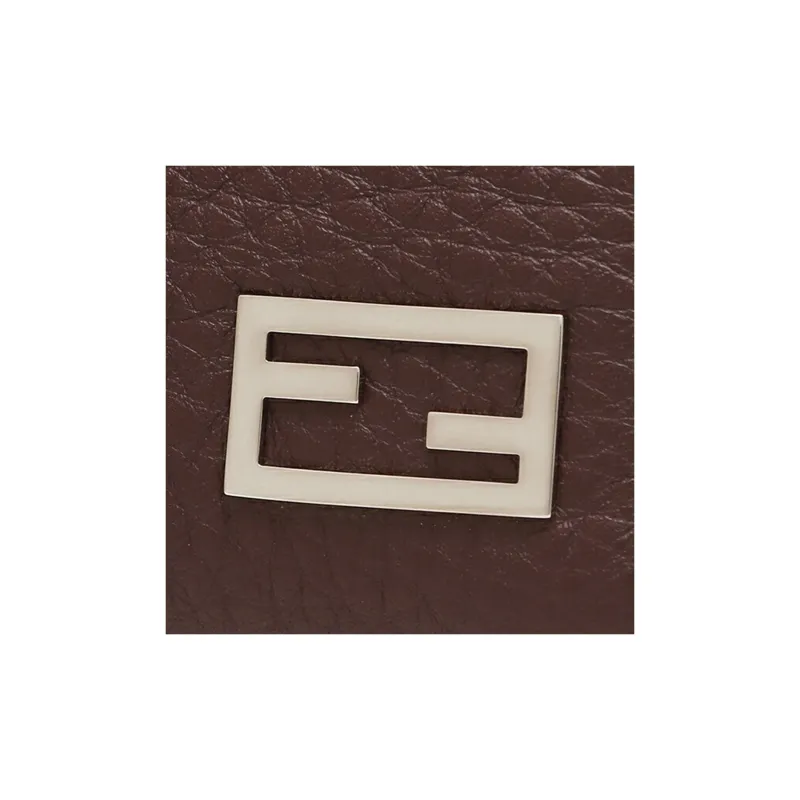 FENDI Calfskin Card Holder Men's Burgundy-6