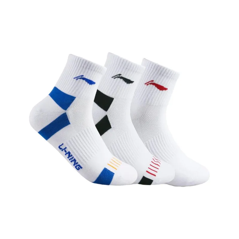 LiNing Socks Cotton Polyester Elastane Unisex 3 Pack Abrasion Resistant Breathable-9