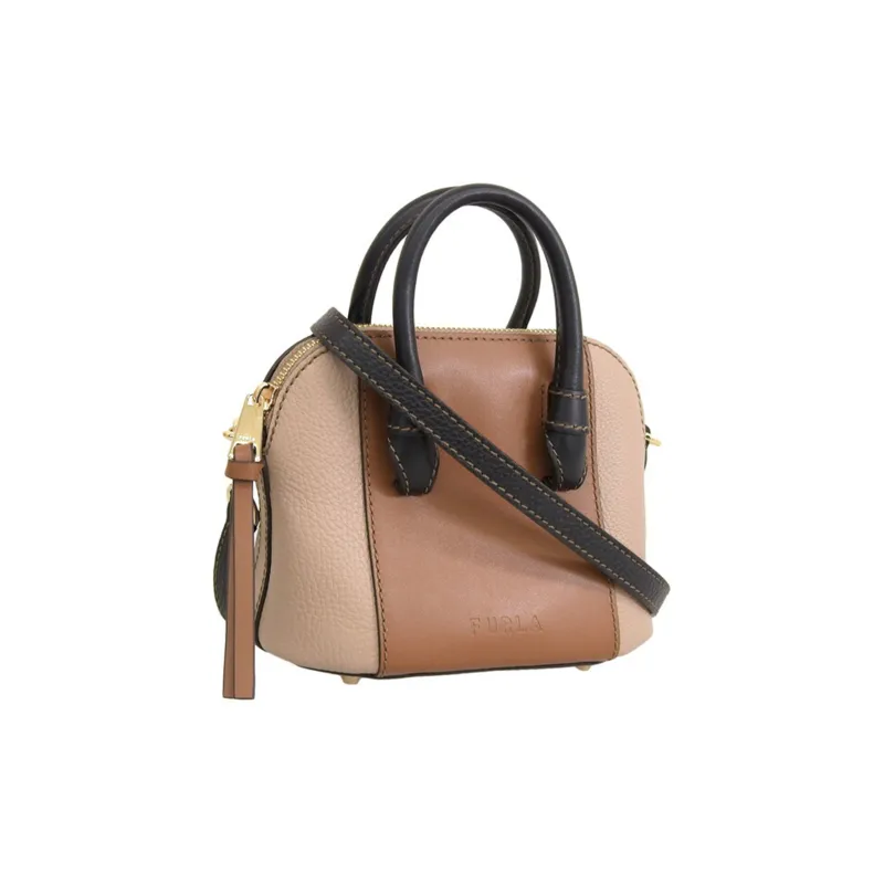 Furla Leather Shoulder Bag, Crossbody Bag, Handbag Regular Women's Greek Blend Cognac-1