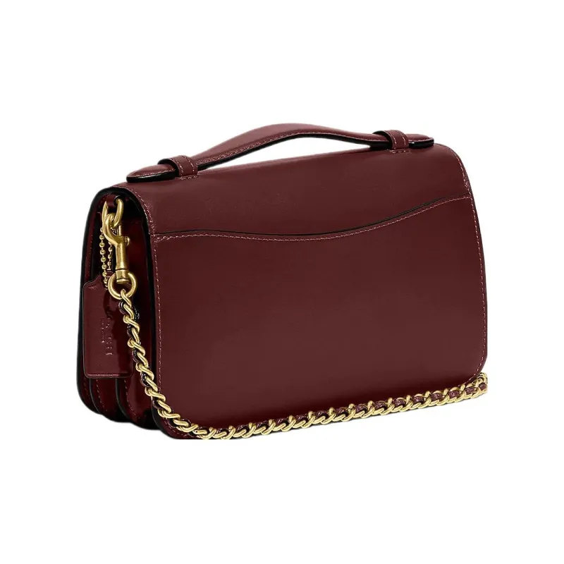 COACH Bea Premium Calfskin Shoulder Bag Crossbody Bag Small Size Women's Brass & Burgundy-1