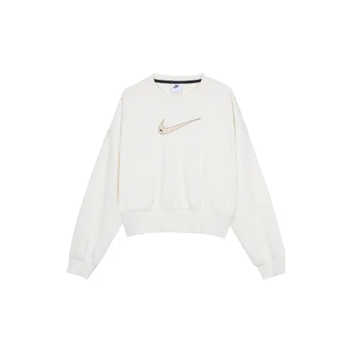 Nike Sportswear Swoosh Logo Embroidered Knit Pullover Hoodie White