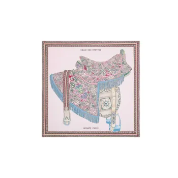 HERMES Silk Scarves Women's Light Pink
