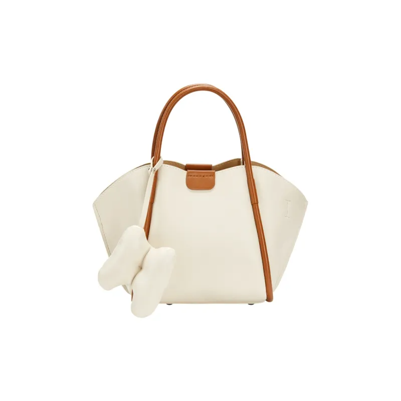 MARKANGARO Microfiber Synthetic Leather Tote Handbag Regular Women's Ecru & Brown \ Lychee Gray & Brown-1