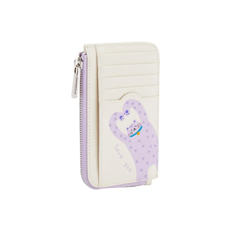 AMAZING SONG Cow Leather Card Holder Regular Women's Cream White/Hug Pink-1