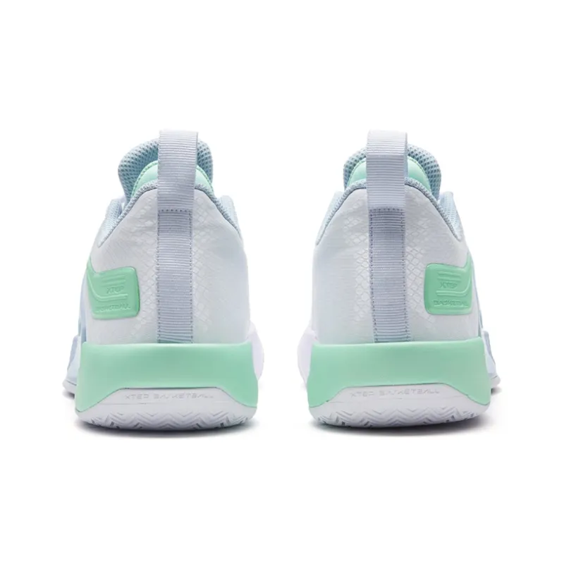 XTEP Basketball Shoes Men Mid Top New White/Light Neon Turquoise-2
