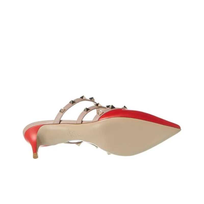 Valentino Closed Toe Slippers Women's Red-4