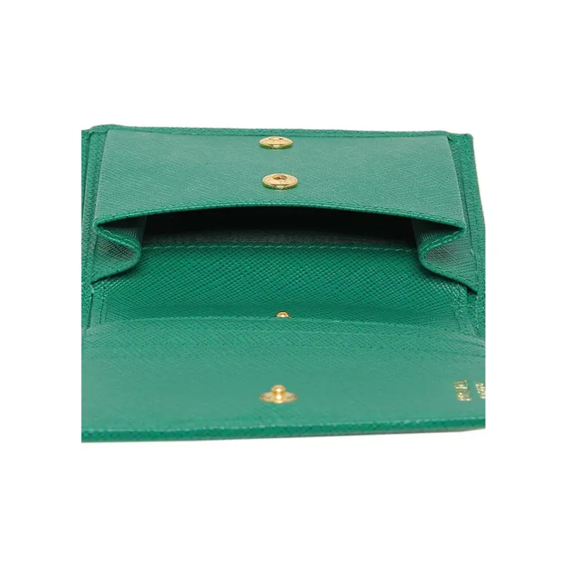 PRADA Leather Wallet Small Size Women's Green-5