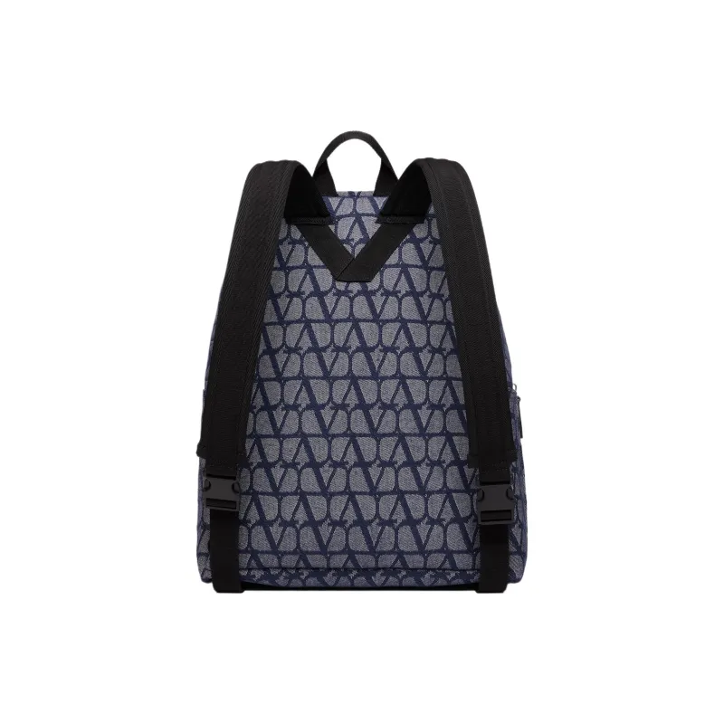 Valentino Jacquard Backpack Men's Denim And Black-4