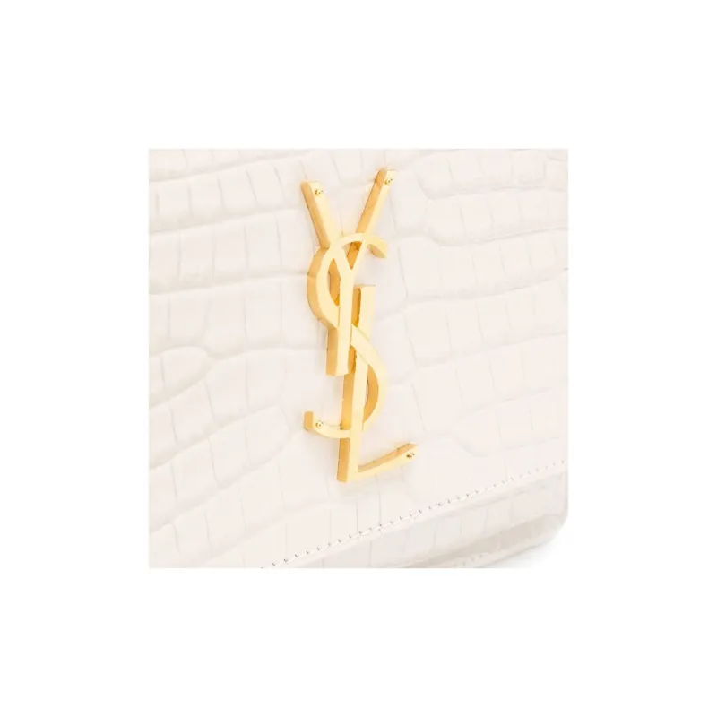 SAINT LAURENT SUNSET Leather Sunset Bag, Chain Bag, Wallet, Portable Crossbody Bag, Shoulder Bag Regular Women's White-4