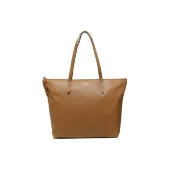 Furla Leather Tote Bag Shopping Bag Handbag Women's Red Brown