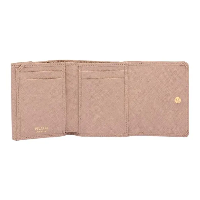 PRADA Saffiano Leather Wallet Trumpets Women's Pink-3