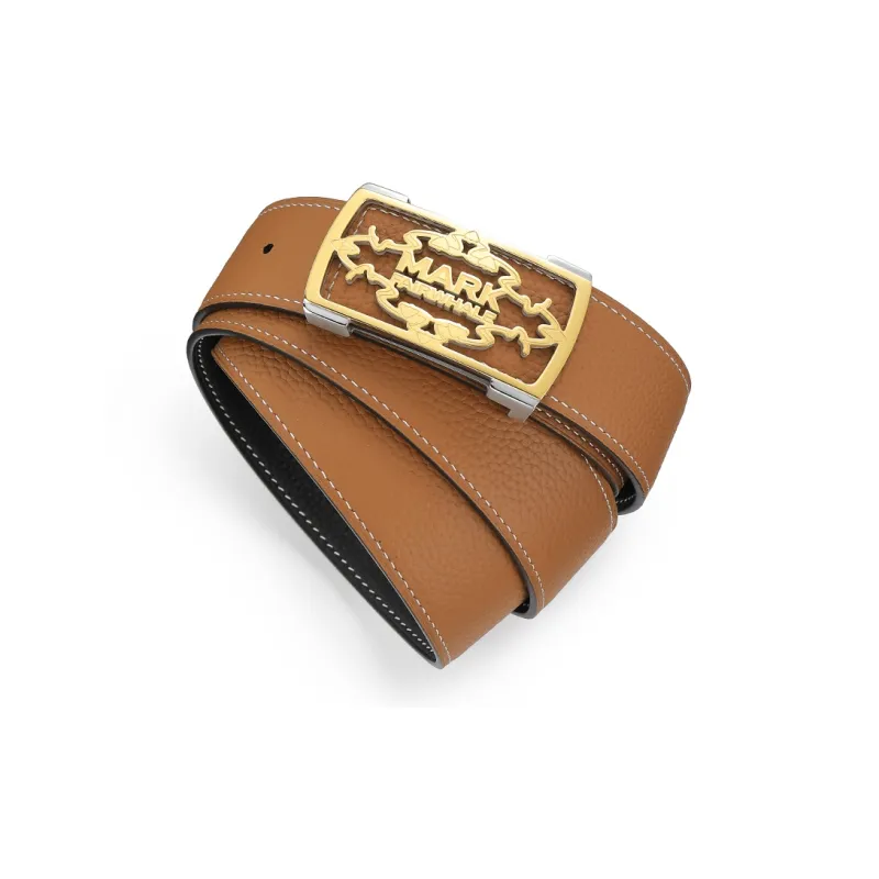 FAIRWHALE Brand Designed Plate Buckle Double Sided In Top Grain Cow Leather Genuine Leather Belts Men's Width 3.5CM-4
