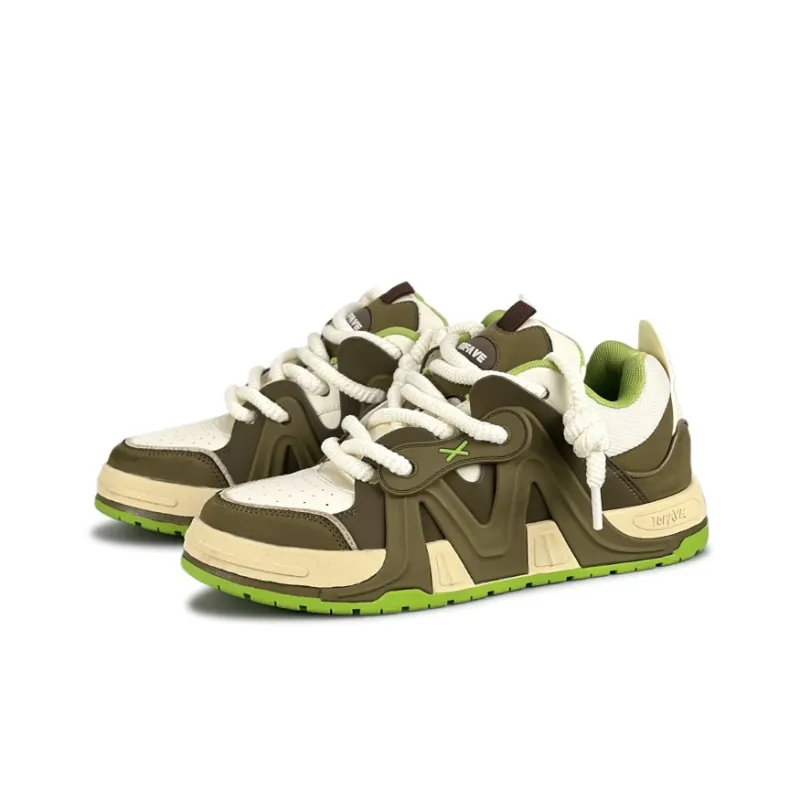 TOFAVE Puffy Shoes Low Top Skateboard Shoes Unisex Avocado Milk Tea-1
