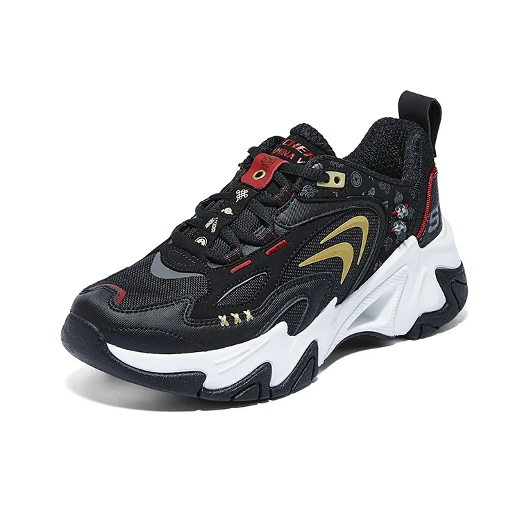Skechers Stamina V3 Cushioning Wear Resistant Low Top Casual Shoes Men's Black White Gold-2
