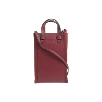 Furla Miastella Leather With Suede Handbag, Shoulder Bag, Crossbody Bag Women's Cherry Red