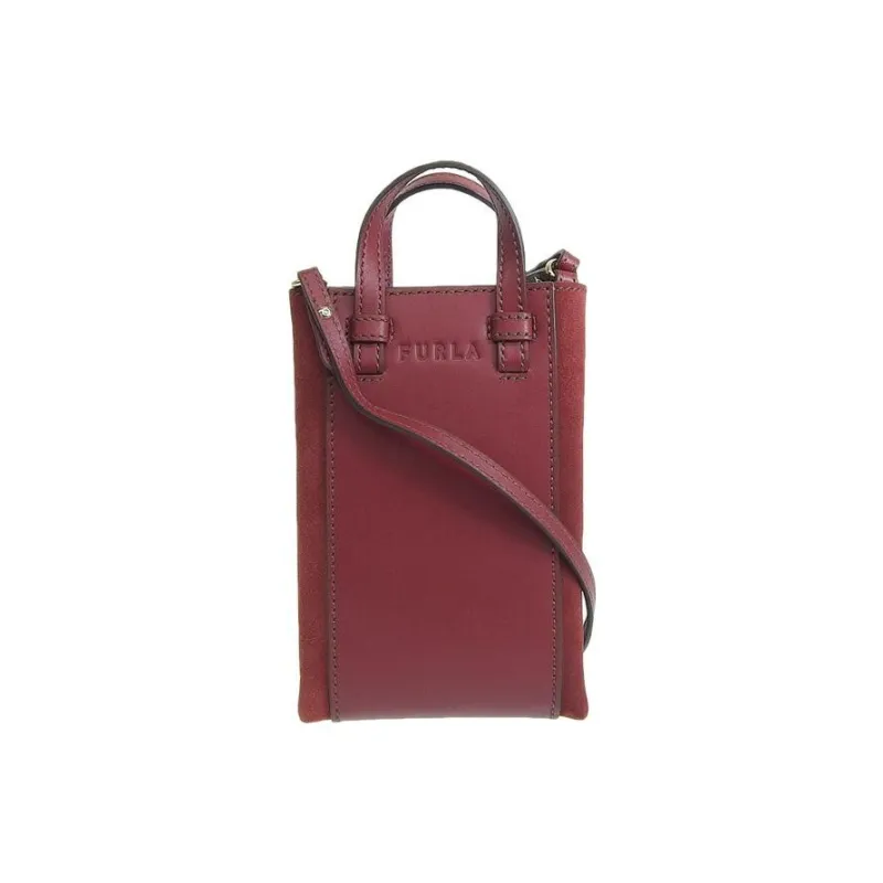 Furla Miastella Leather With Suede Handbag, Shoulder Bag, Crossbody Bag Women's Cherry Red-0