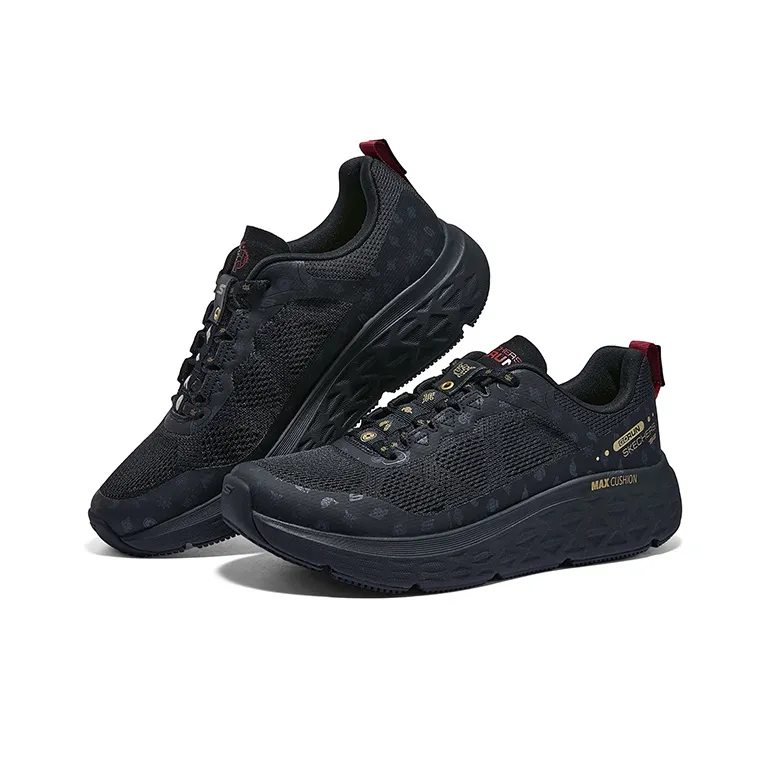 Skechers Max Cushioning Cushioning Anti Slip Wear Resistant Breathability Low Top Casual Running Shoes Men's Black-3