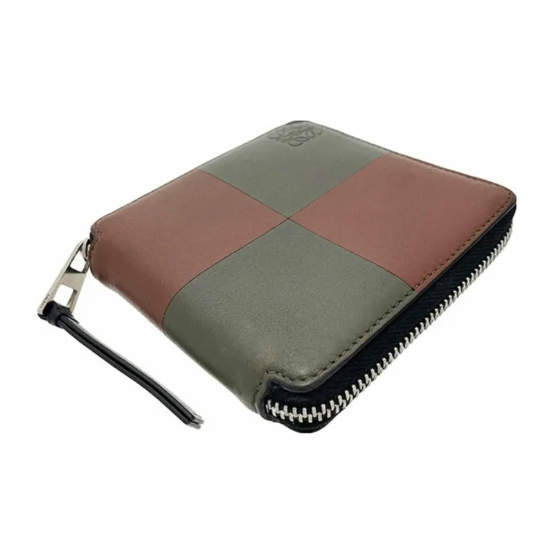 LOEWE Leather Wallet Mini Unisex Brown Multicolor Khaki Green-2