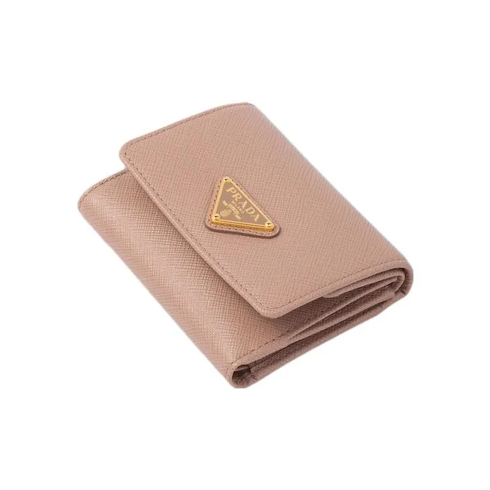PRADA Saffiano Leather Wallet Trumpets Women's Pink-2