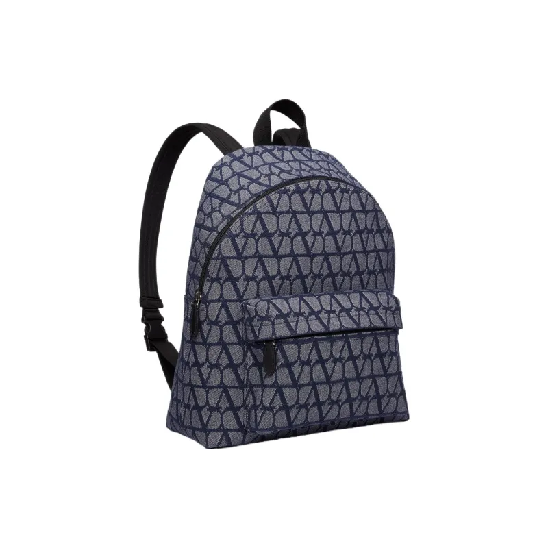 Valentino Jacquard Backpack Men's Denim And Black-1