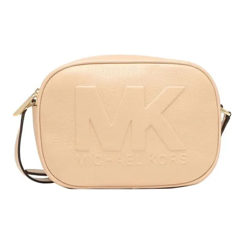 MICHAEL KORS Jet Set Litchi Grain Leather Shoulder Bag Crossbody Bag Medium Size Women's Beige
