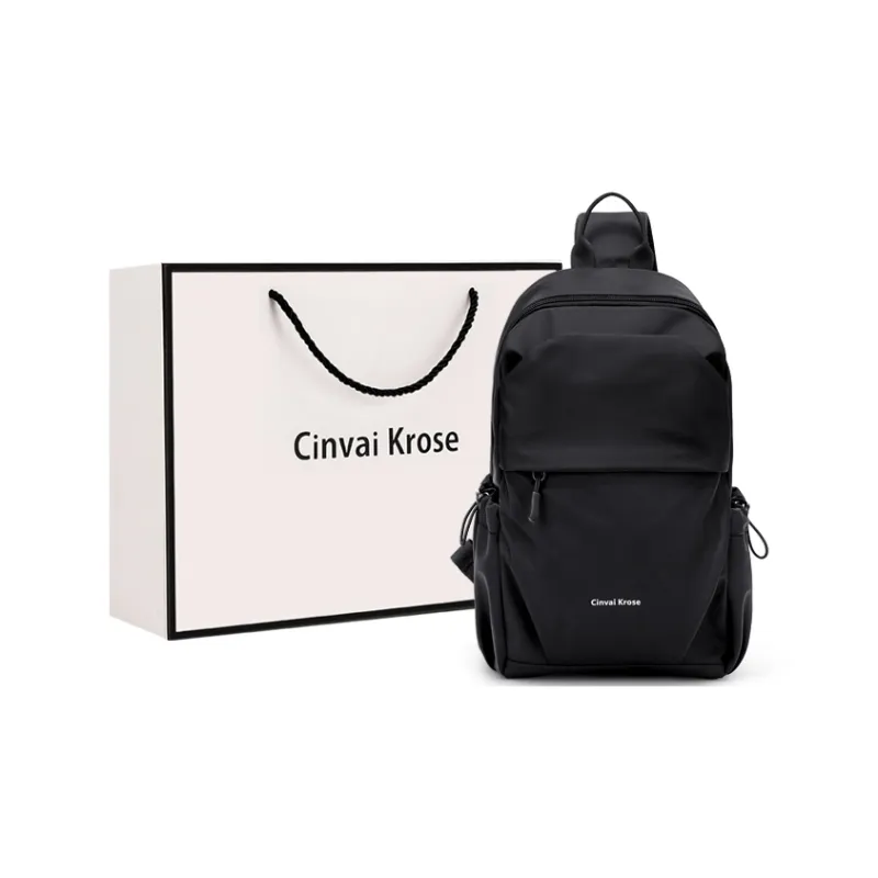 CinvaiKrose Nylon Fabric Sling Bag Men's Black-0