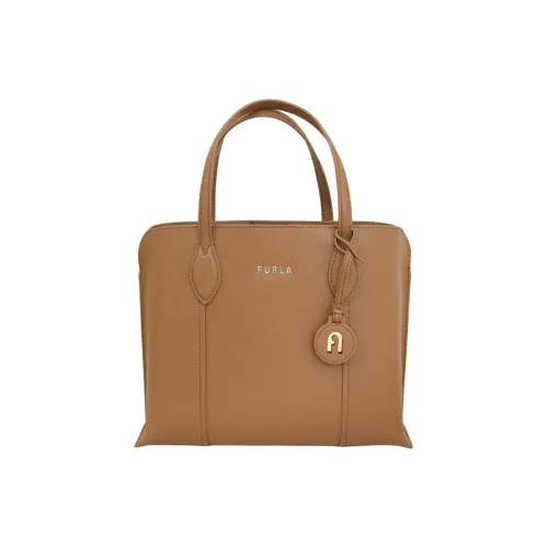 Furla Leather Tote Bag, Shopping Bag, Handbag Regular Women's Cognac Brandy