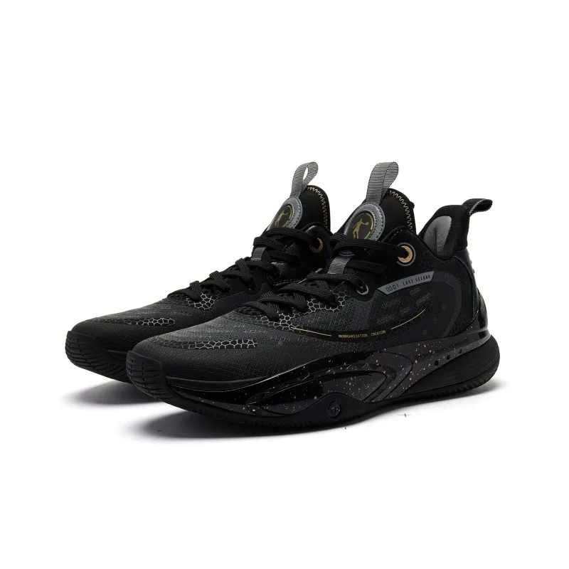 QIAODAN Killing Move 3.0 Shock Absorbers Mid Top Basketball Shoes Men's Black Gold-2