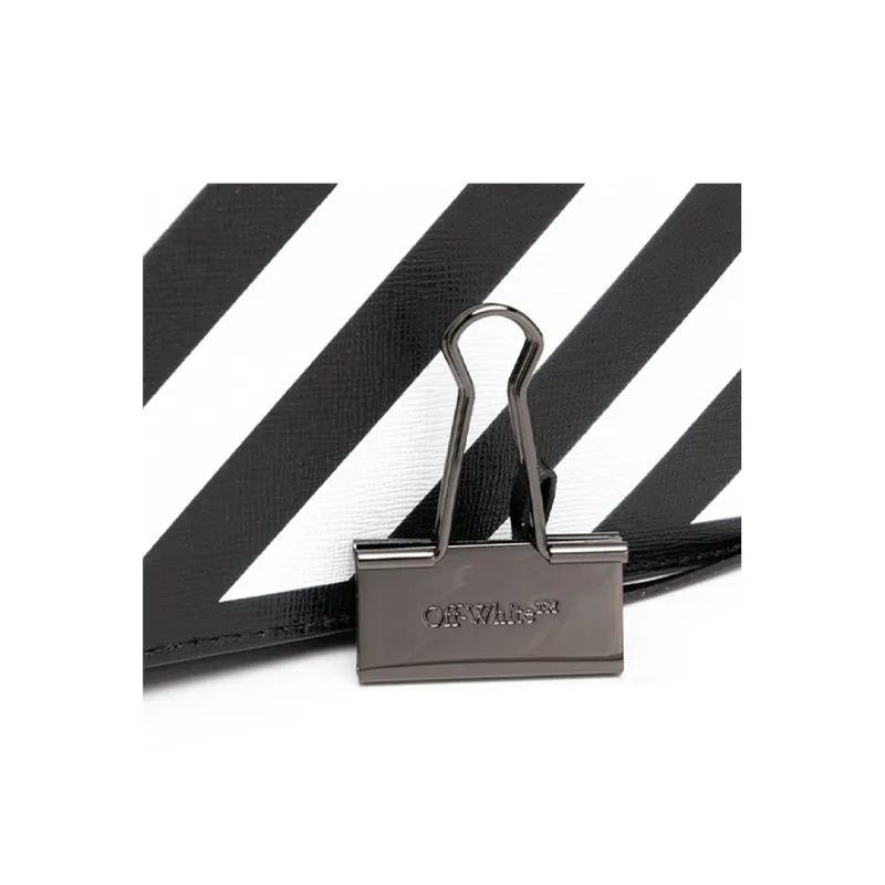 OFF WHITE Diag Leather Shoulder Bag Crossbody Bag Mini Women's Black White-2