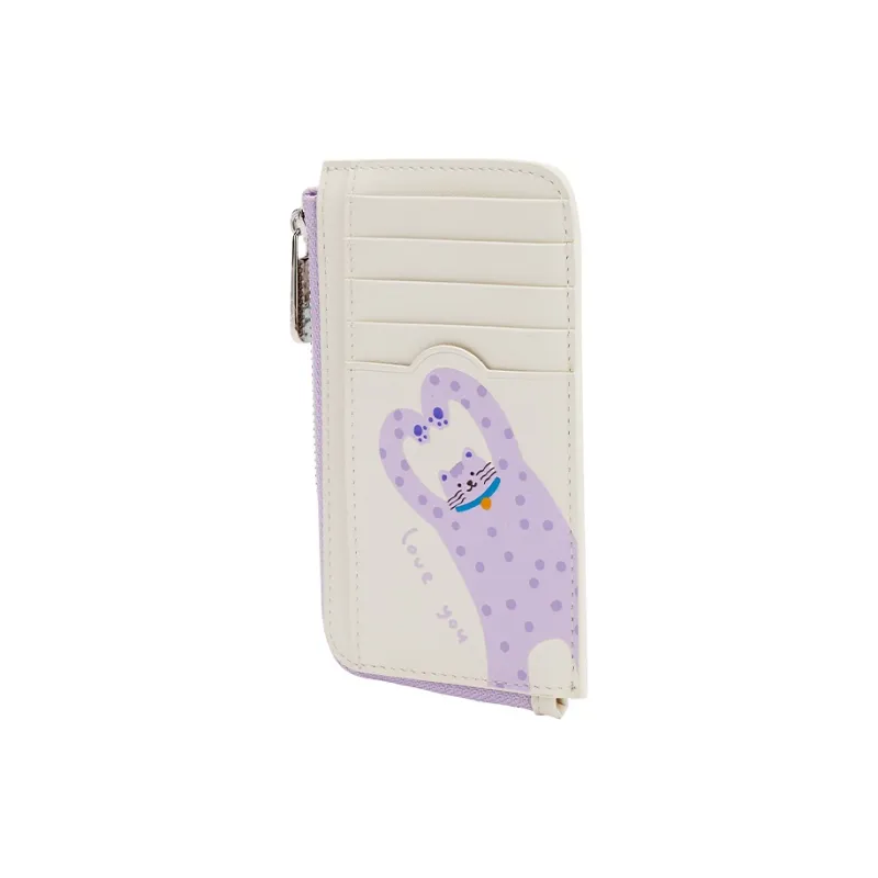 AMAZING SONG Cow Leather Card Holder Regular Women's Cream White/Hug Pink-2