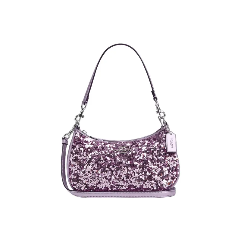 COACH Teri Smooth Leather Bonded Calfskin Shoulder Bag Handbag Shoulder Bag Women's Light Purple-0
